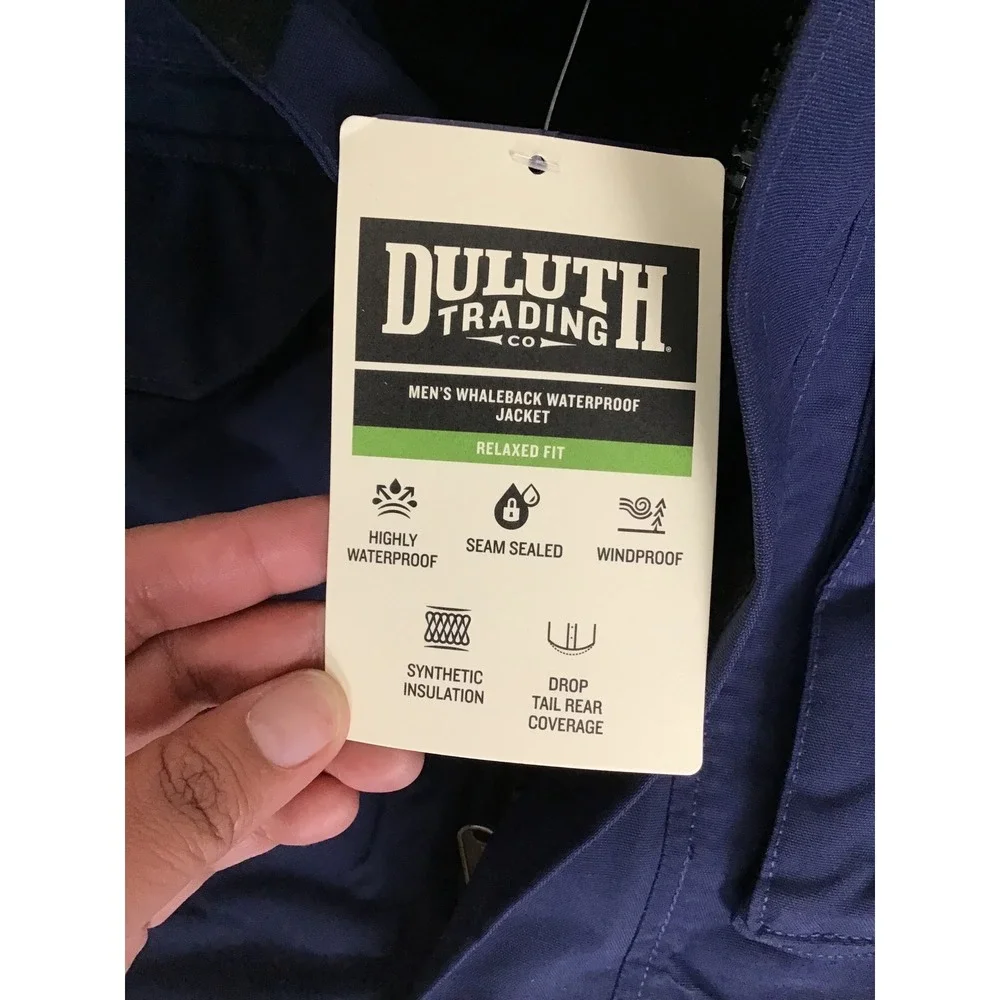 Duluth Trading Co Men's Navy Whaleback Waterproof Insulated Jacket Size L‎ NWT